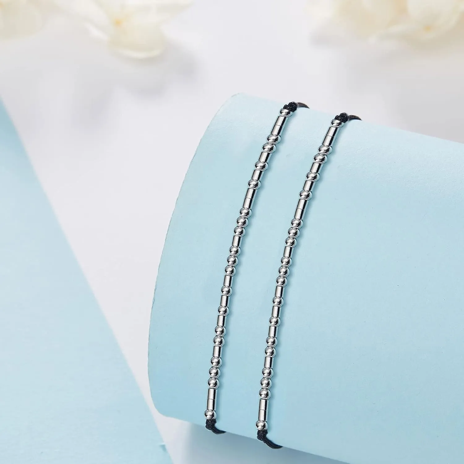 Lcherry Inspirational Gifts for Best Friend Funny Morse Code Bracelet Pinky Pomise Distance Matching Bracelets for Women Friendship Couple Bracelet for Men Women 2 Pieces
