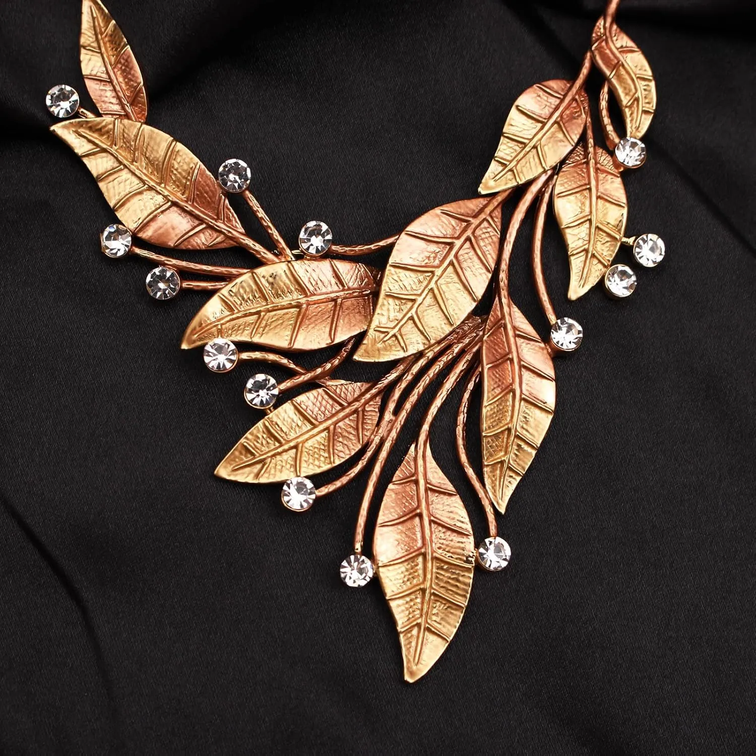 Leaf Floral Vintage Boho Statement Necklace Dangle Earring Bohemian Enamel Costume Jewelry Set for Women