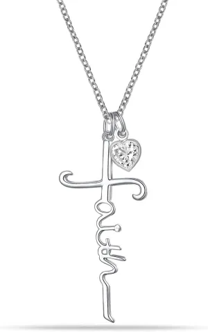 LeCalla Silver Cross Pendant Necklace Jewelry | Solid 925 Sterling Silver Cross Necklace for Men Women
