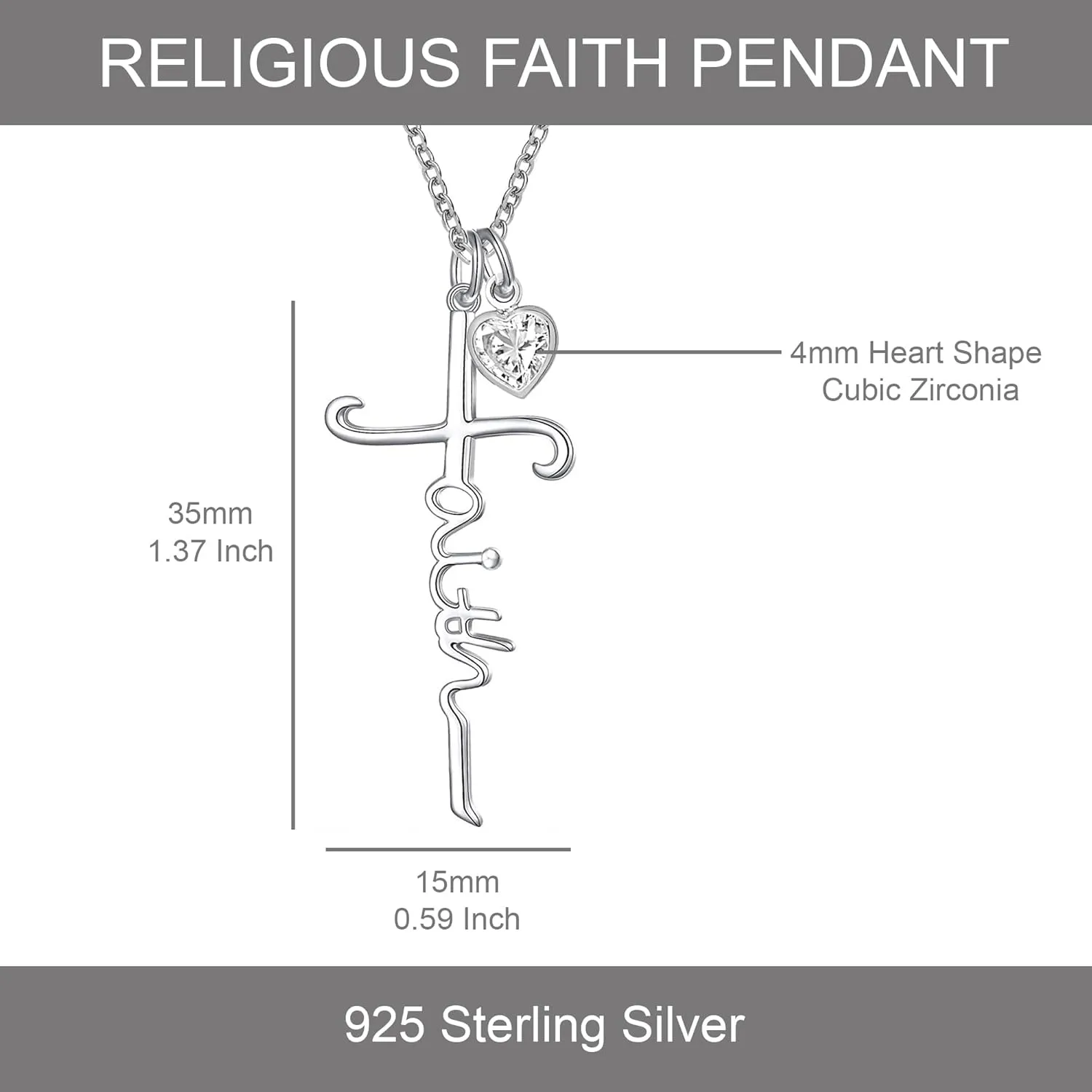 LeCalla Silver Cross Pendant Necklace Jewelry | Solid 925 Sterling Silver Cross Necklace for Men Women