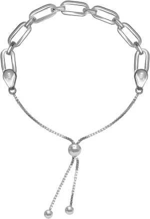 LeCalla Sterling Silver Solid Italian Paperclip Chain Bracelet | Diamond-Cut Women's Bracelet
