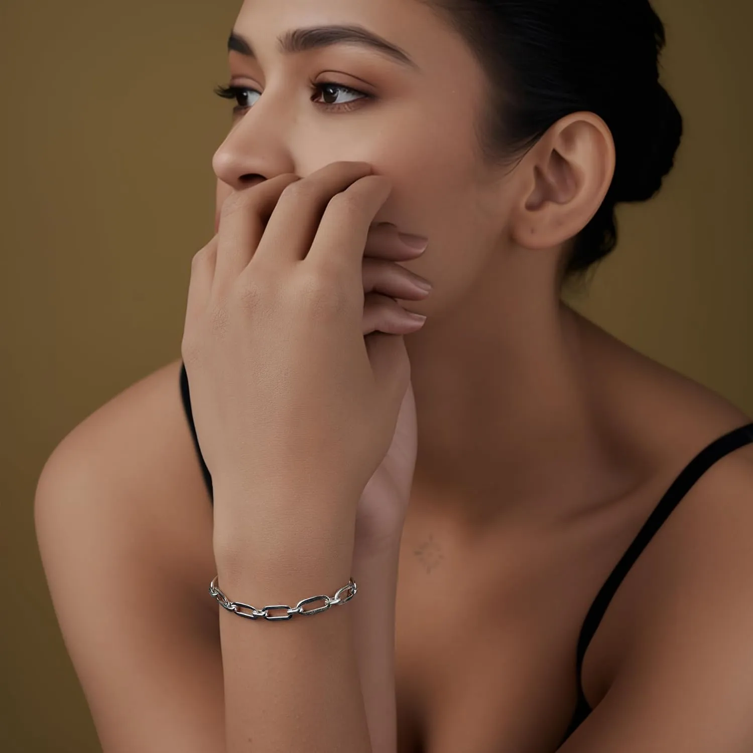 LeCalla Sterling Silver Solid Italian Paperclip Chain Bracelet | Diamond-Cut Women's Bracelet