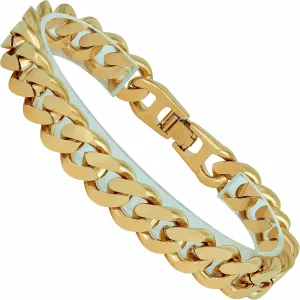 LIFETIME JEWELRY 12mm Miami Curb Cuban Link Chain Bracelet for Men 24k Gold Plated