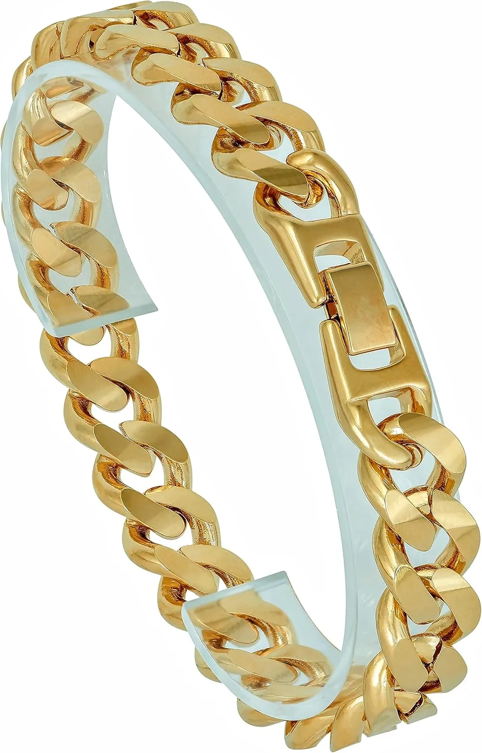 LIFETIME JEWELRY 12mm Miami Curb Cuban Link Chain Bracelet for Men 24k Gold Plated
