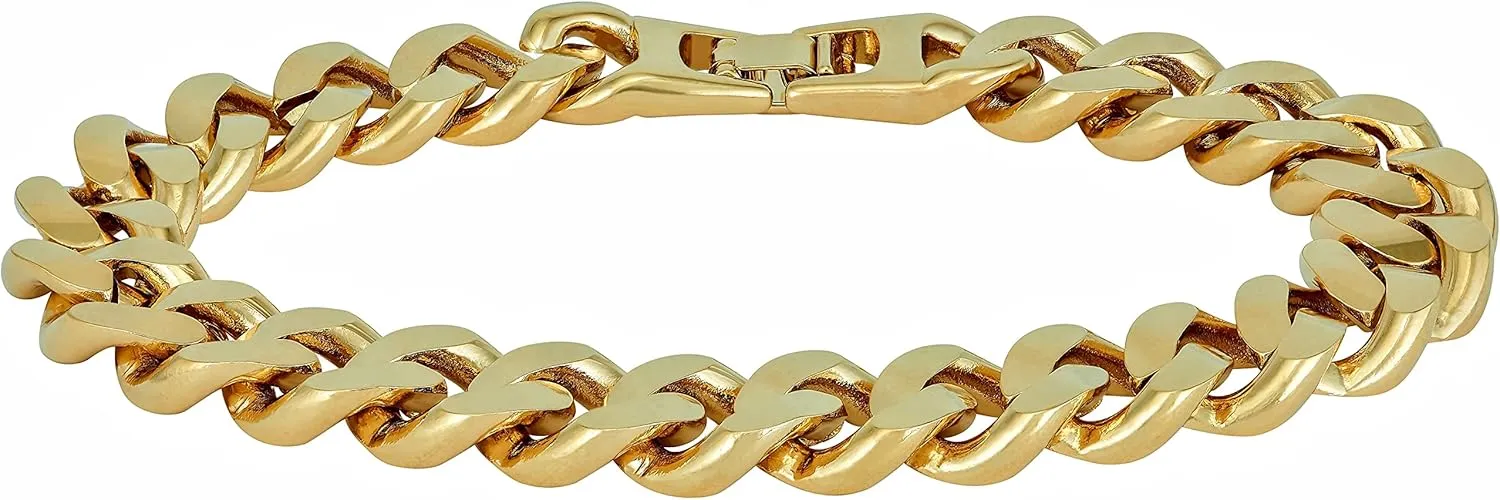 LIFETIME JEWELRY 12mm Miami Curb Cuban Link Chain Bracelet for Men 24k Gold Plated