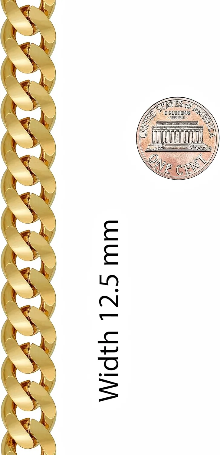 LIFETIME JEWELRY 12mm Miami Curb Cuban Link Chain Bracelet for Men 24k Gold Plated