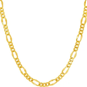 LIFETIME JEWELRY 4.5mm Rounded Figaro Chain Necklace for Men & Women 24k Gold Plated