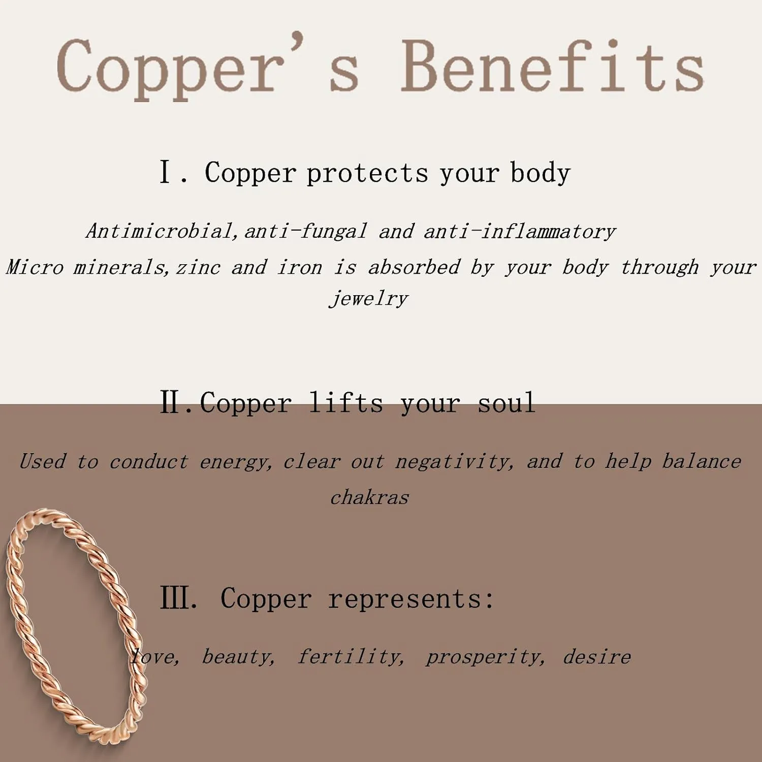 LIU JUN Copper Tensor Ring For Women, Pure Copper Tensor Solid Twisted Handmade Health Rings Set For Women Men Fashion Energy Jewelry Gifts