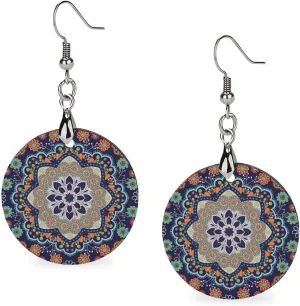 Log Wood Big Dangle Round Lightweight Earrings Copper Plated White k Earring