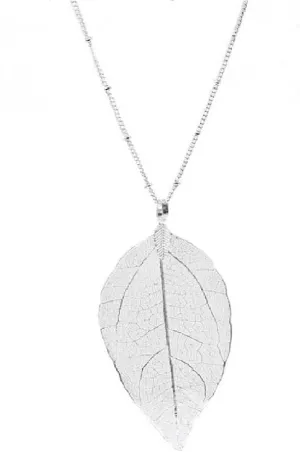 Long Filigree Leaf Pendant Necklace Dainty Leave Nature Plant Fashion Jewelry Gifts for Women Girls