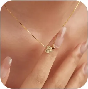 LOVECOM S925 Sterling Silver Heart Necklace for Women Dainty 14k Gold Plated CZ Infinity Love Heart Opal North Star Pendant Choker Necklaces Trendy Chain Jewelry Birthday Gifts for Mom to Daughter