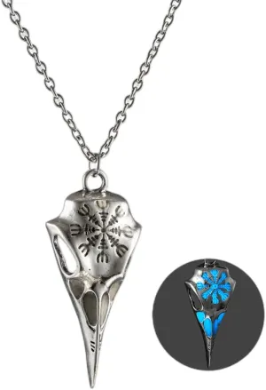 Luminous Raven Skull Pendant Necklaces.Gothic Bird Skull Pendant Necklace Creative Viking Necklace Fashion Jewelry Gifts for Men Best Friends