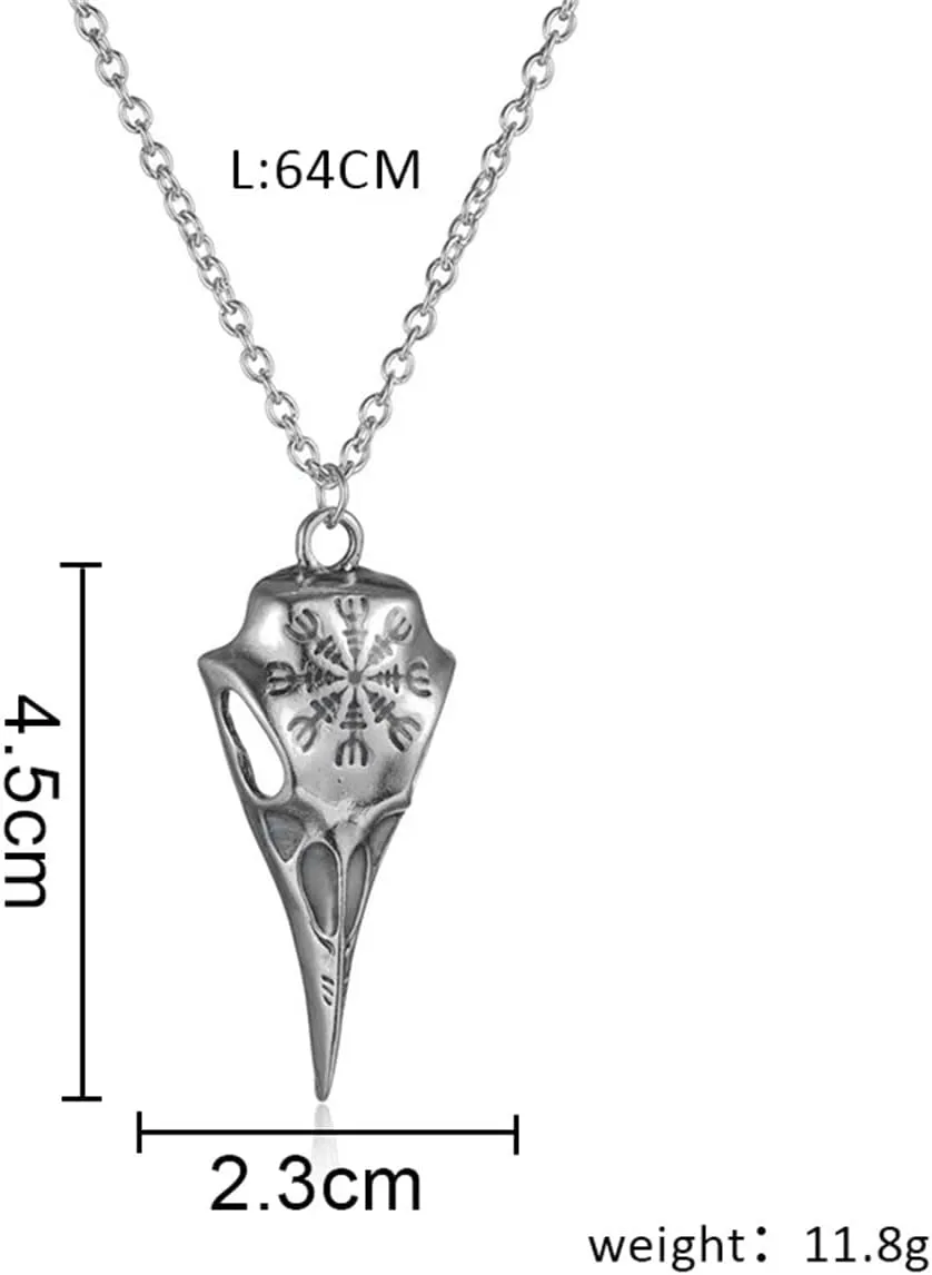 Luminous Raven Skull Pendant Necklaces.Gothic Bird Skull Pendant Necklace Creative Viking Necklace Fashion Jewelry Gifts for Men Best Friends