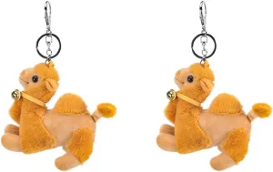 LUOZZY 2pcs Plush Camel Keychain Stuffed Animal Keyrings Adorable Animal Camel Toy Backpack Purse Handbag Hanging Pendant - Yellow