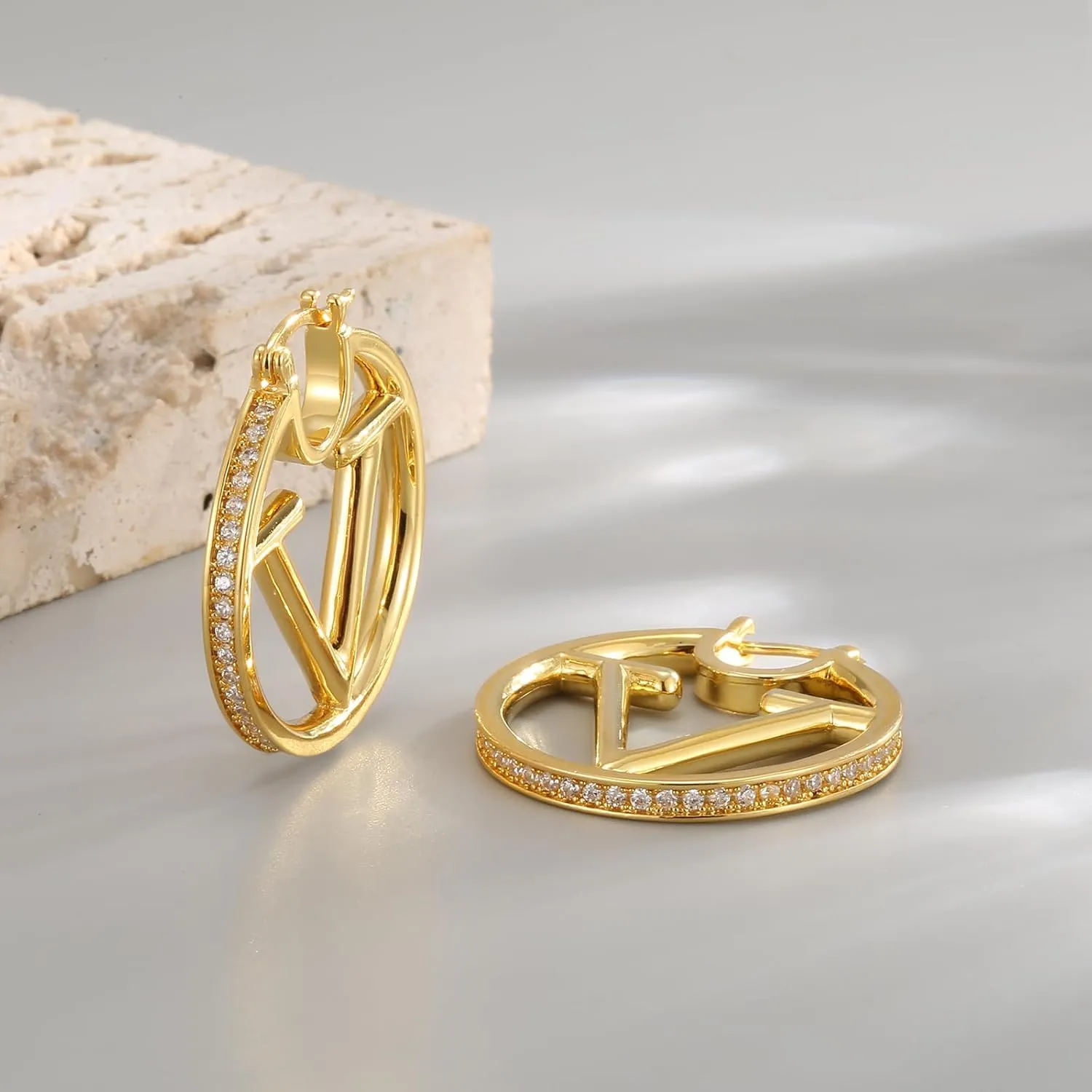 Luxurious 18K Gold Stud Earrings - Hypoallergenic, Ideal for Women | beautiful Gift for Fashionistas | Elegantly Complements Any Occasion