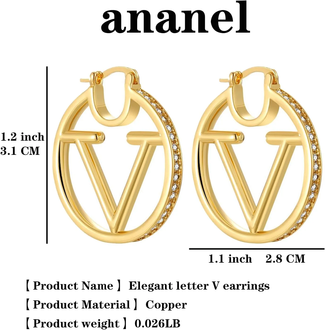 Luxurious 18K Gold Stud Earrings - Hypoallergenic, Ideal for Women | beautiful Gift for Fashionistas | Elegantly Complements Any Occasion