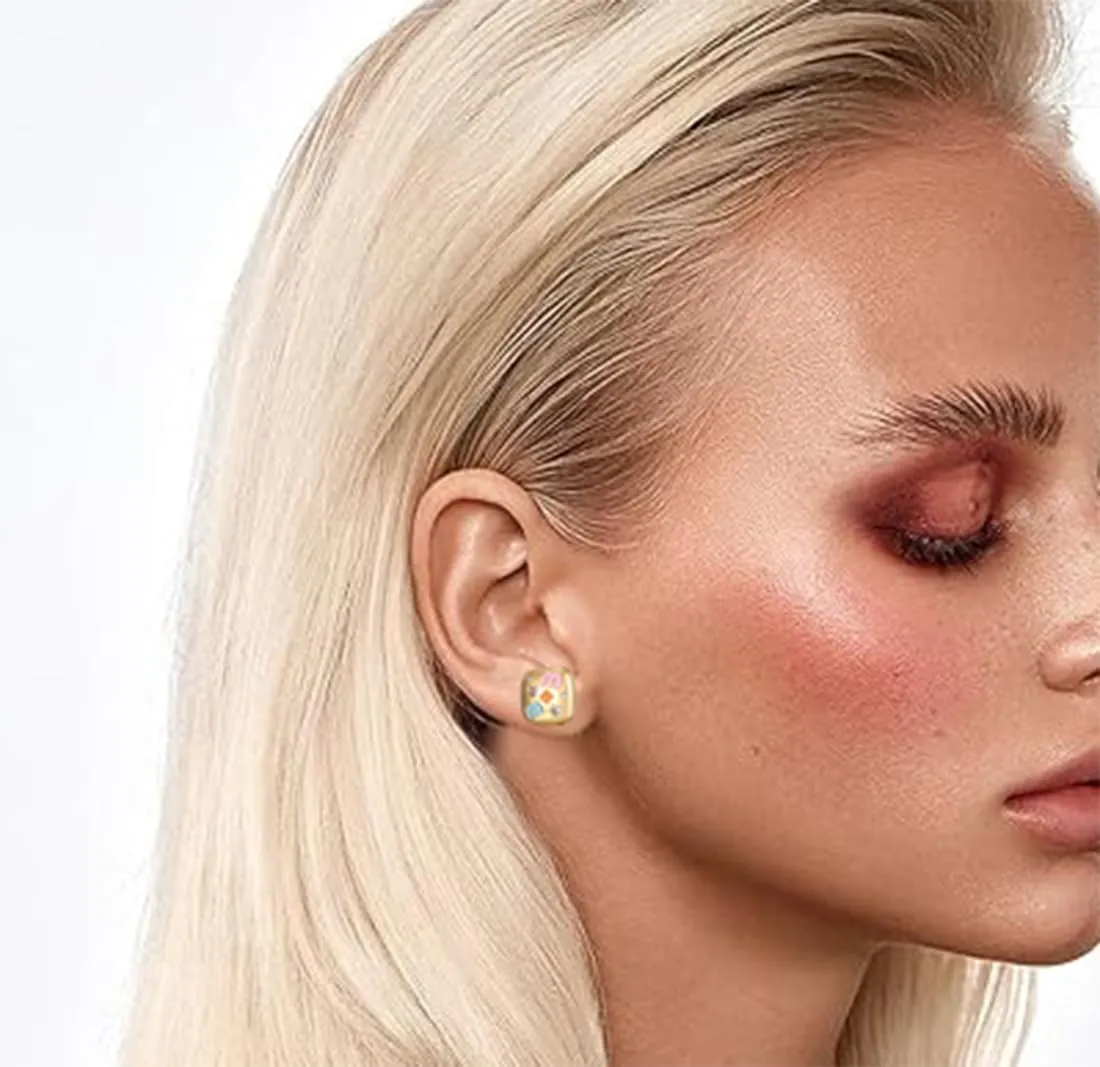 Luxurious 18K Gold Stud Earrings - Hypoallergenic, Ideal for Women | beautiful Gift for Fashionistas | Elegantly Complements Any Occasion