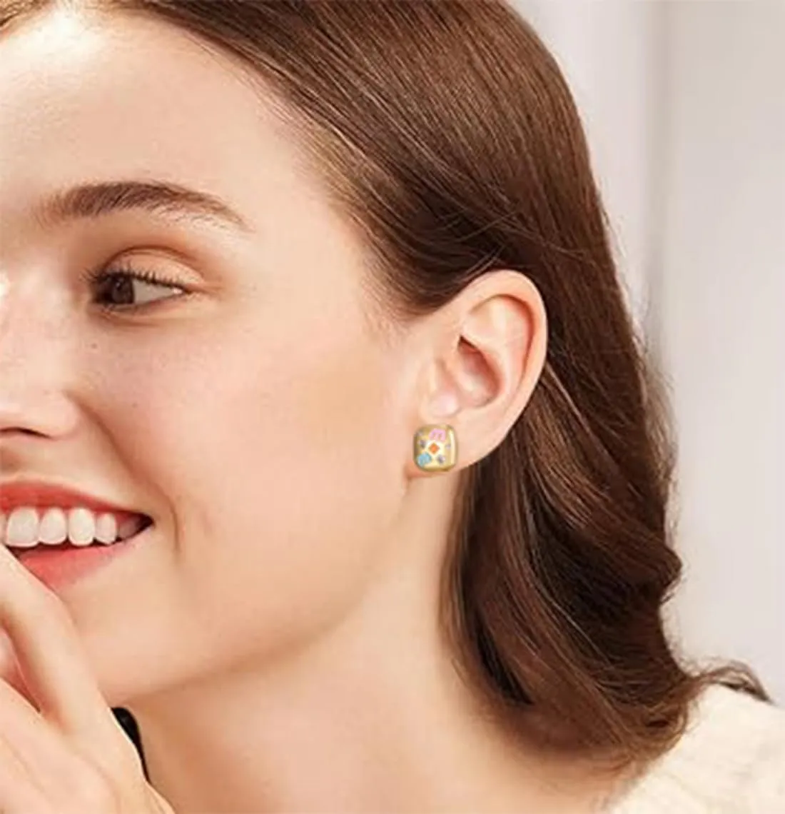 Luxurious 18K Gold Stud Earrings - Hypoallergenic, Ideal for Women | beautiful Gift for Fashionistas | Elegantly Complements Any Occasion