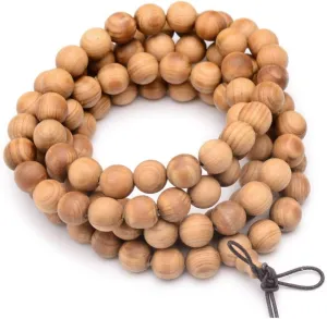 LZD Wrap Style Buddhist Western Cedar Mala Bead Bracelet Necklace SyBrown 34.6" P313