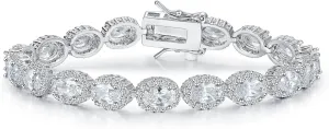MDFUN 18K White Gold Heart Tennis Bracelet for Women Heart Cubic Zirconias, Size 6-8 inches