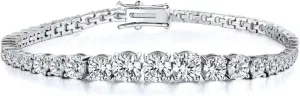MDFUN Cubic Zirconia Tennis Bracelet for Women Men 18K White Gold Plated | Graduated CZ Bracelet | Size 6-9 inches