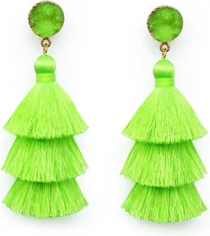 Me&Hz Colorful Layered Tassel Earrings Bohemian Statement Tiered Tassel Big Dangle Drop Earrings for Women Druzy Studs Christmas Mother's Day Gift