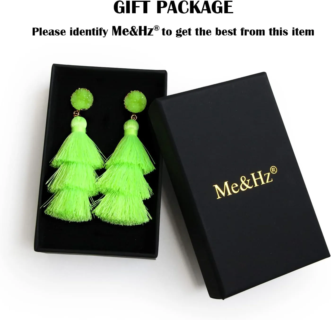 Me&Hz Colorful Layered Tassel Earrings Bohemian Statement Tiered Tassel Big Dangle Drop Earrings for Women Druzy Studs Christmas Mother's Day Gift