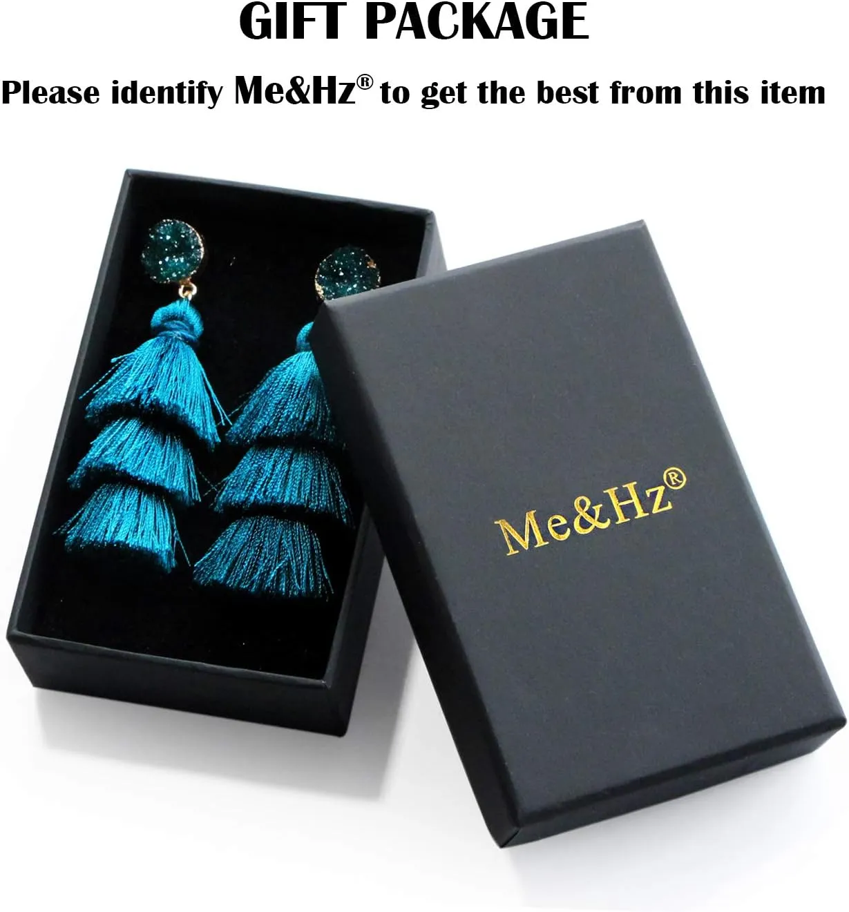 Me&Hz Colorful Layered Tassel Earrings Bohemian Statement Tiered Tassel Big Dangle Drop Earrings for Women Druzy Studs Christmas Mother's Day Gift