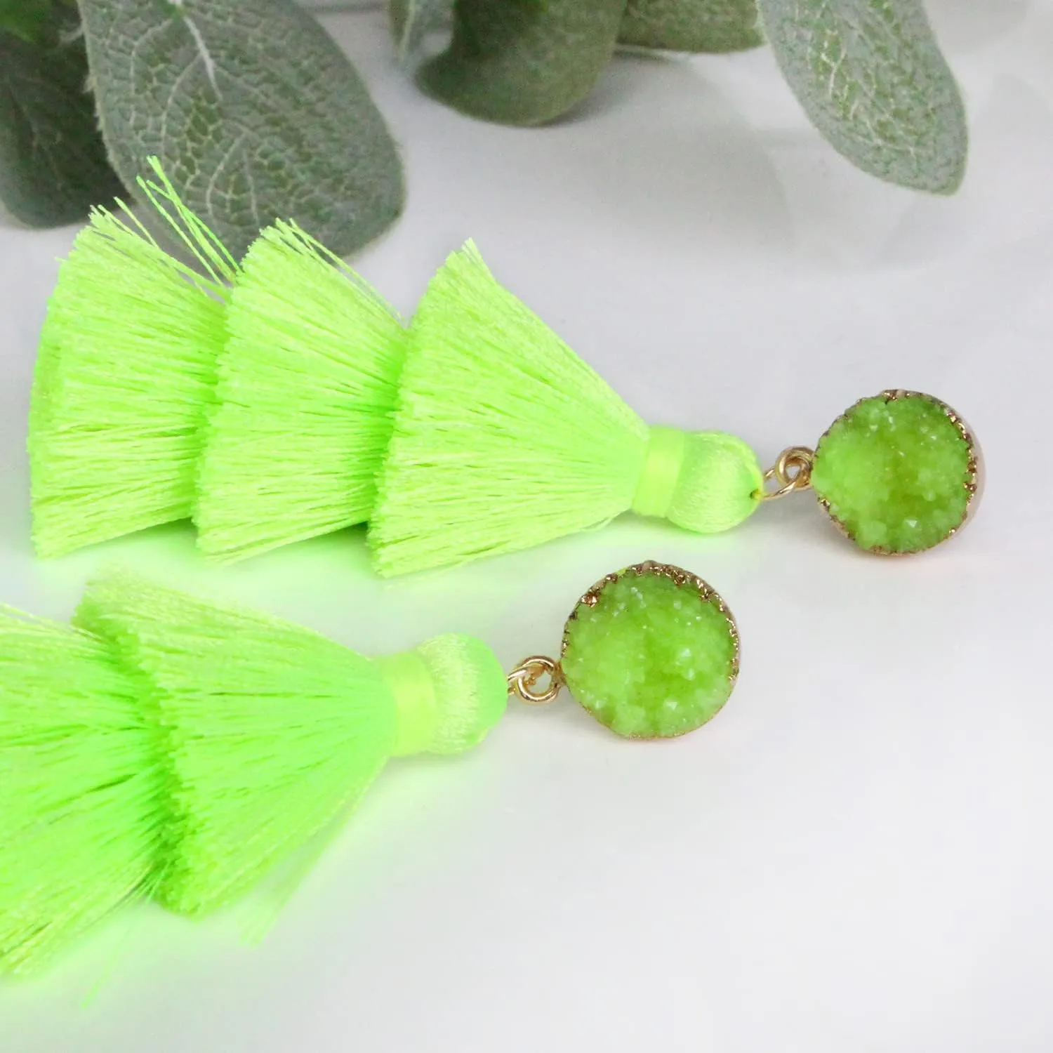 Me&Hz Colorful Layered Tassel Earrings Bohemian Statement Tiered Tassel Big Dangle Drop Earrings for Women Druzy Studs Christmas Mother's Day Gift