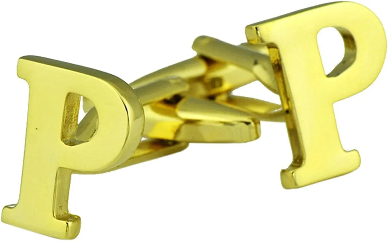Men Cufflinks Initial P Gold Cufflinks Classic Cufflinks Formal Business Wedding