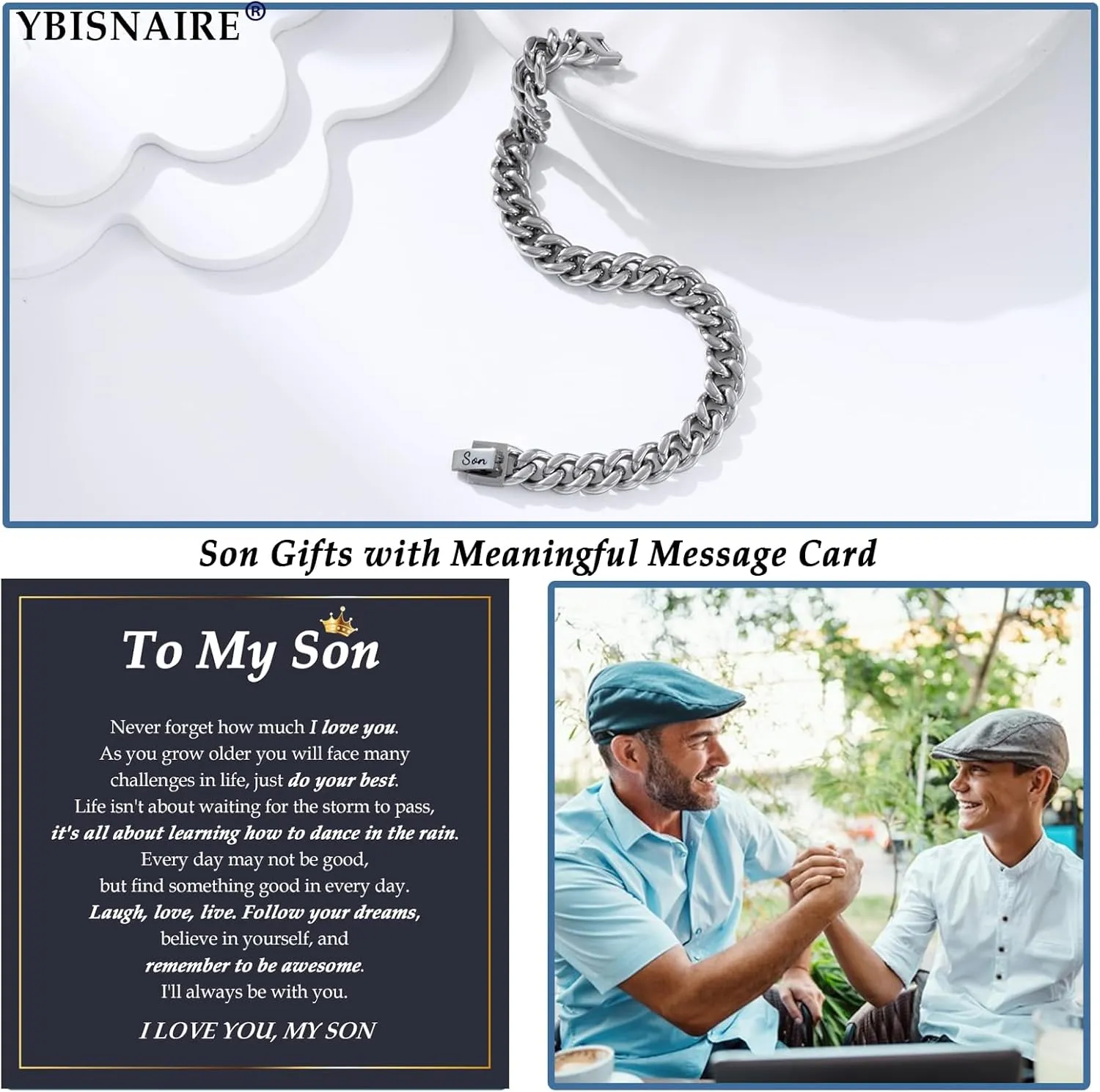Mens Cuban Chain Bracelets Gifts for Dad Son Husband Christmas Stocking Stuffers Birthday Gifts, Stainless Steel Curb Link Bracelet Mens Jewelry Bracelet Gifts Anniversary Fathers Day