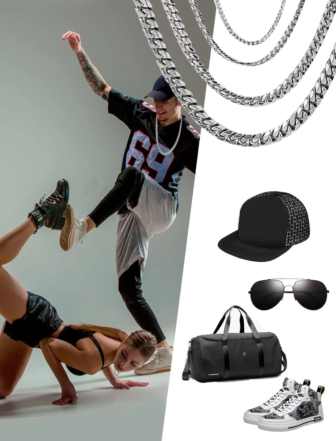 Mens Neckalce Cuban Link Chain for Men Stainless Steel, Thin/Chunky 3/6/9/12mm Width 18" 20" 22" 24" 26" 28" 30" Length, Hip Hop Punk Young Ado Fine Polished Lobster Clasp