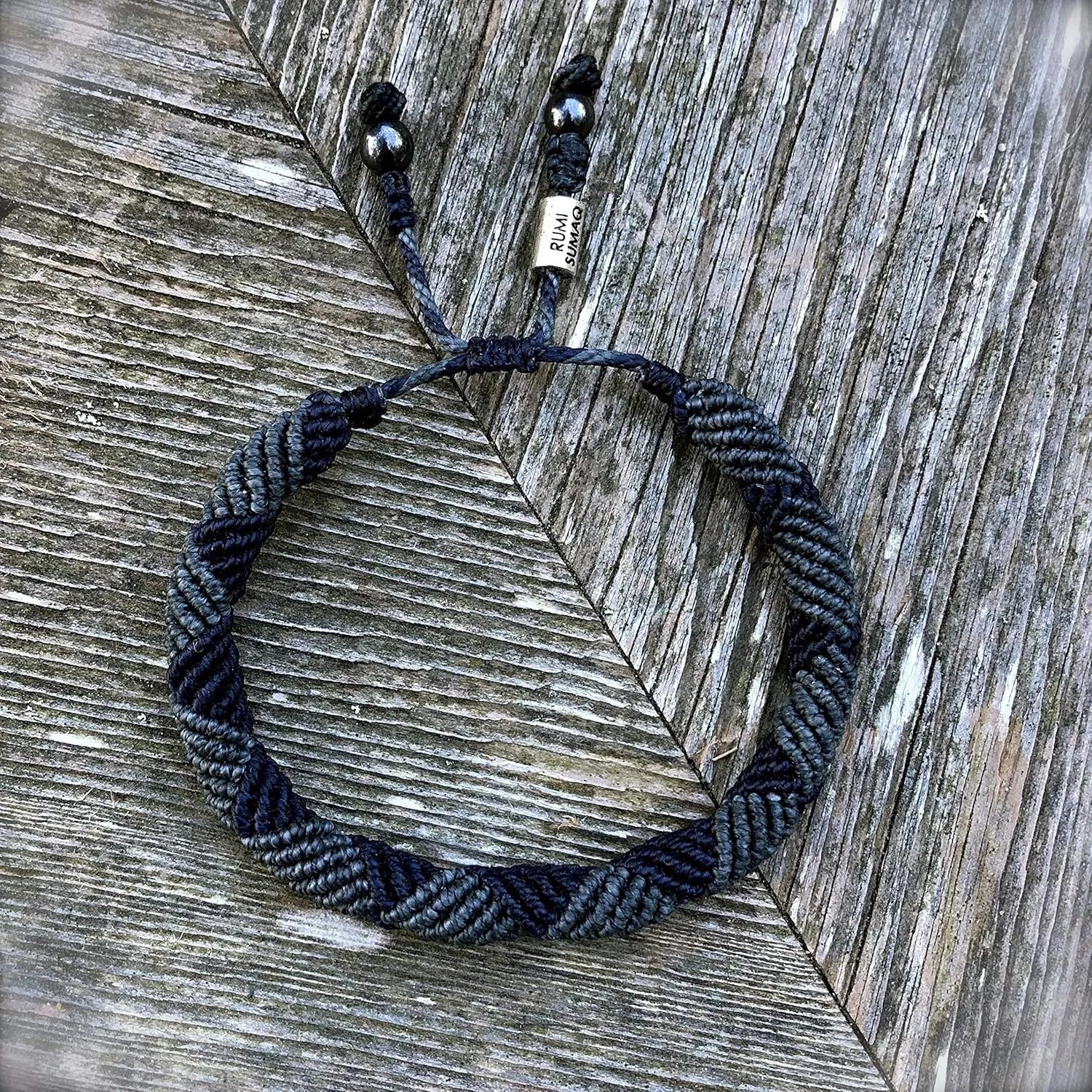 Mens Rope Bracelet Blue - Hand Knotted Macrame Nautical Sailor Waxed Cord Bracelets for Men by RUMI SUMAQ Handmade Jewelry