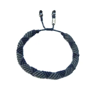 Mens Rope Bracelet Blue - Hand Knotted Macrame Nautical Sailor Waxed Cord Bracelets for Men by RUMI SUMAQ Handmade Jewelry