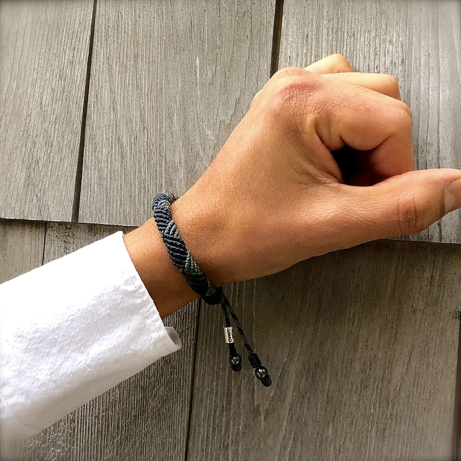 Mens Rope Bracelet Blue - Hand Knotted Macrame Nautical Sailor Waxed Cord Bracelets for Men by RUMI SUMAQ Handmade Jewelry