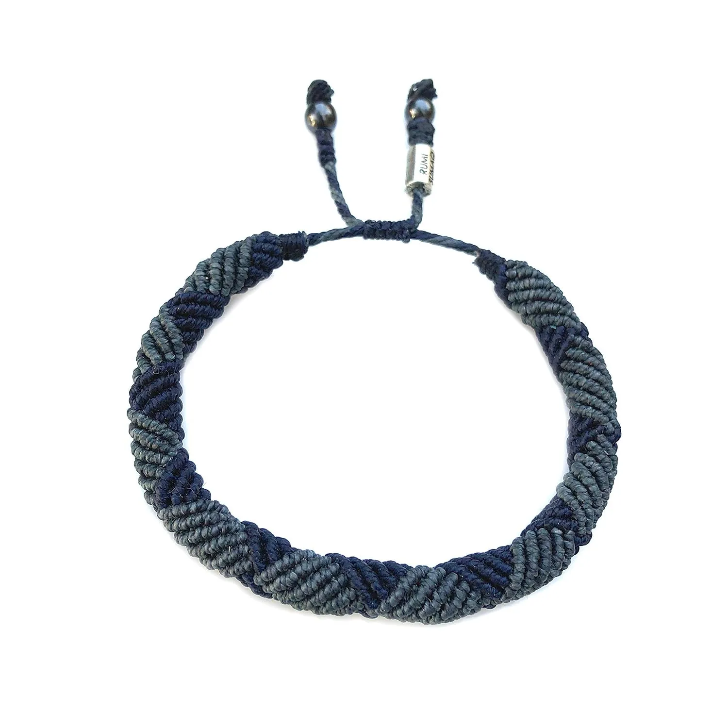 Mens Rope Bracelet Blue - Hand Knotted Macrame Nautical Sailor Waxed Cord Bracelets for Men by RUMI SUMAQ Handmade Jewelry