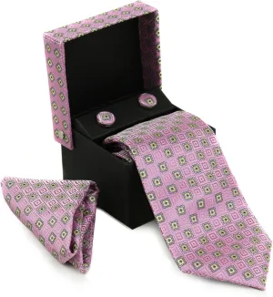 Men's Silk Neck Tie Box Set With Cufflinks & Pocket Square