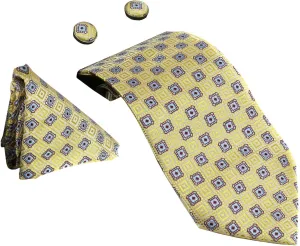 Men's Silk Neck Tie Box Set With Cufflinks & Pocket Square