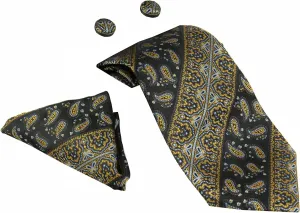 Men's Silk Neck Tie Box Set With Cufflinks & Pocket Square