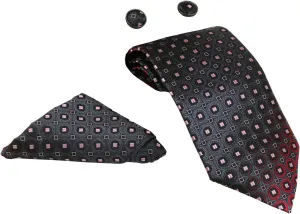 Men's Silk Neck Tie Box Set With Cufflinks & Pocket Square