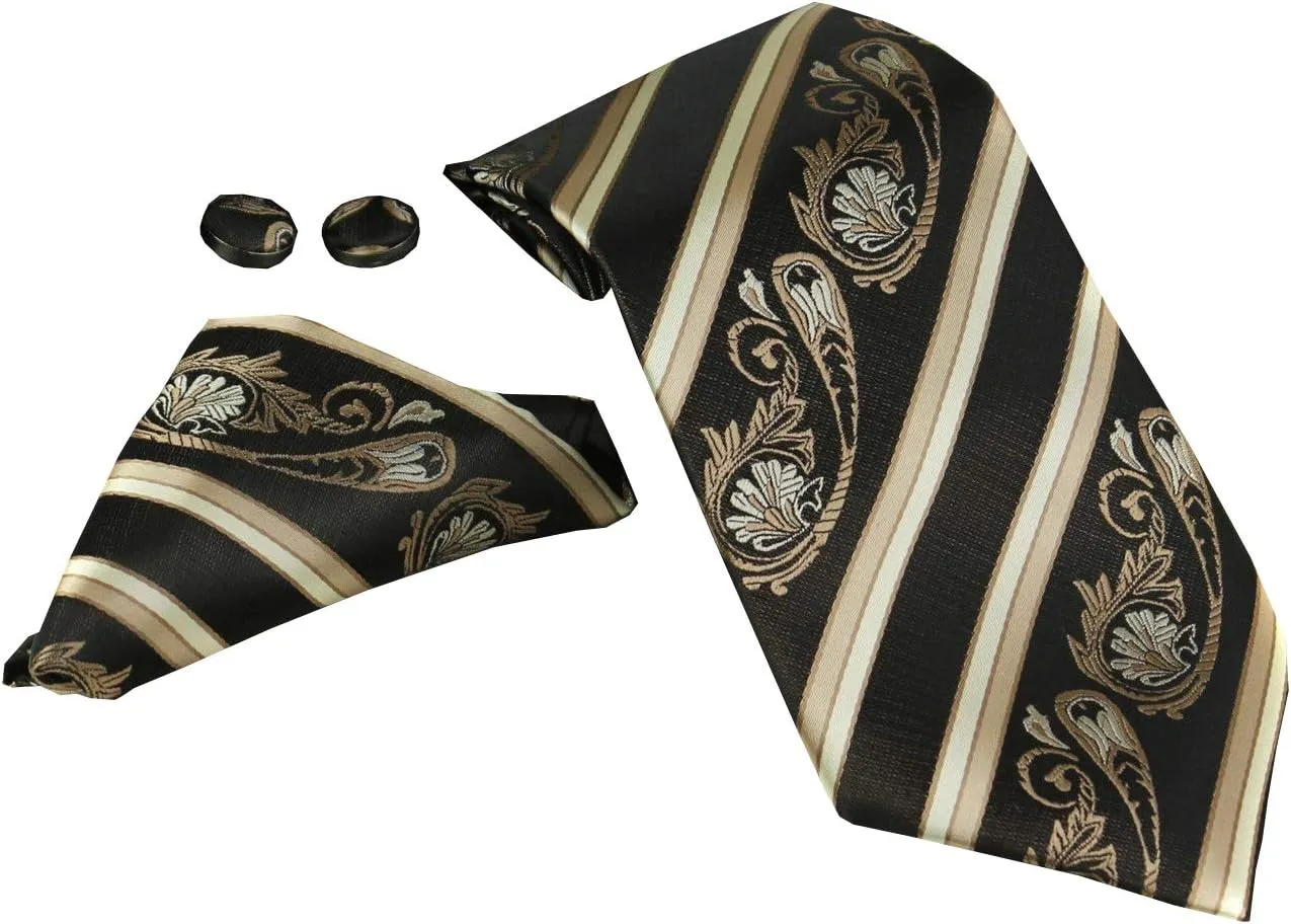 Men's Silk Neck Tie Box Set With Cufflinks & Pocket Square