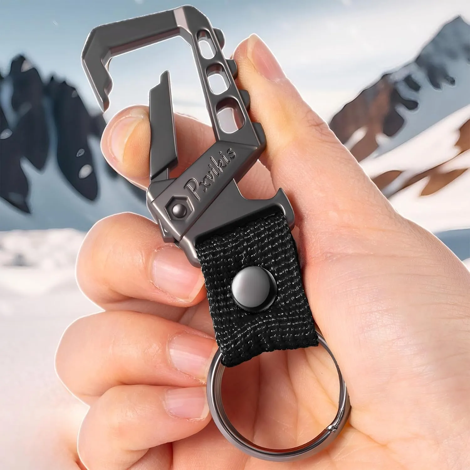 Metal heavy duty key chain carabiner clip bottle opener wrist lanyard ring car key fob unisex for men and women