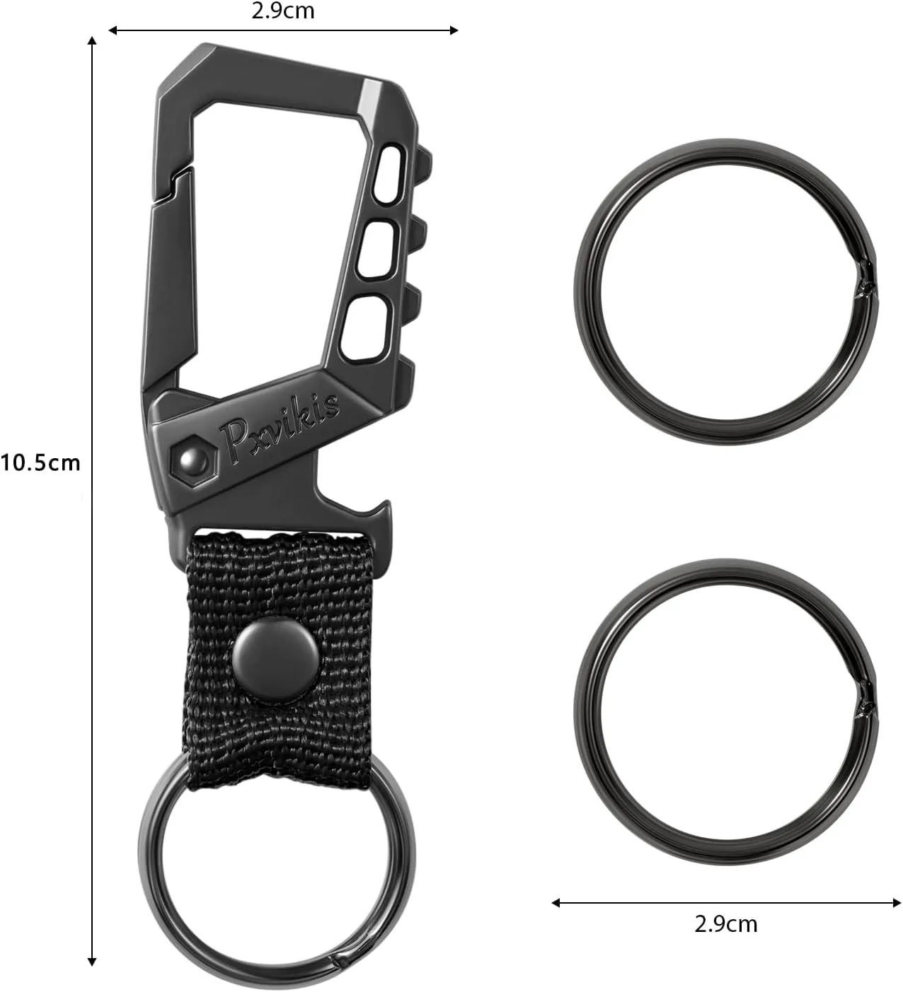Metal heavy duty key chain carabiner clip bottle opener wrist lanyard ring car key fob unisex for men and women