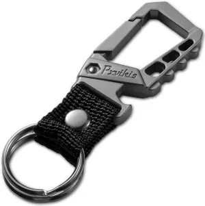 Metal heavy duty key chain carabiner clip bottle opener wrist lanyard ring car key fob unisex for men and women