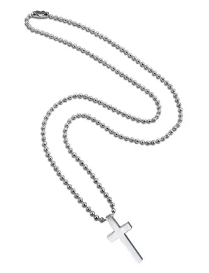 Metal Silver Color Lord Holy Jesus Christ Cross Pendant Locket Necklace with Ball Chain  Christmas Religious Jewelry Gift Set (Sliver)