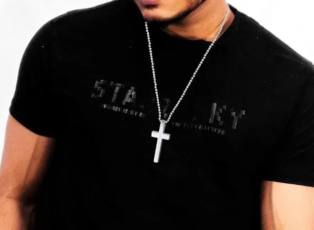 Metal Silver Color Lord Holy Jesus Christ Cross Pendant Locket Necklace with Ball Chain  Christmas Religious Jewelry Gift Set (Sliver)