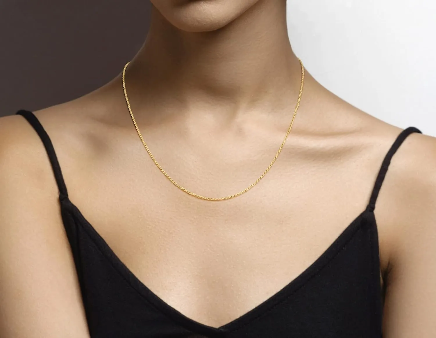 Miabella Italian 925 Sterling Silver, 18K Gold Plated 1.5mm Diamond-Cut Rope Chain Necklace for Women Men | Made in Italy