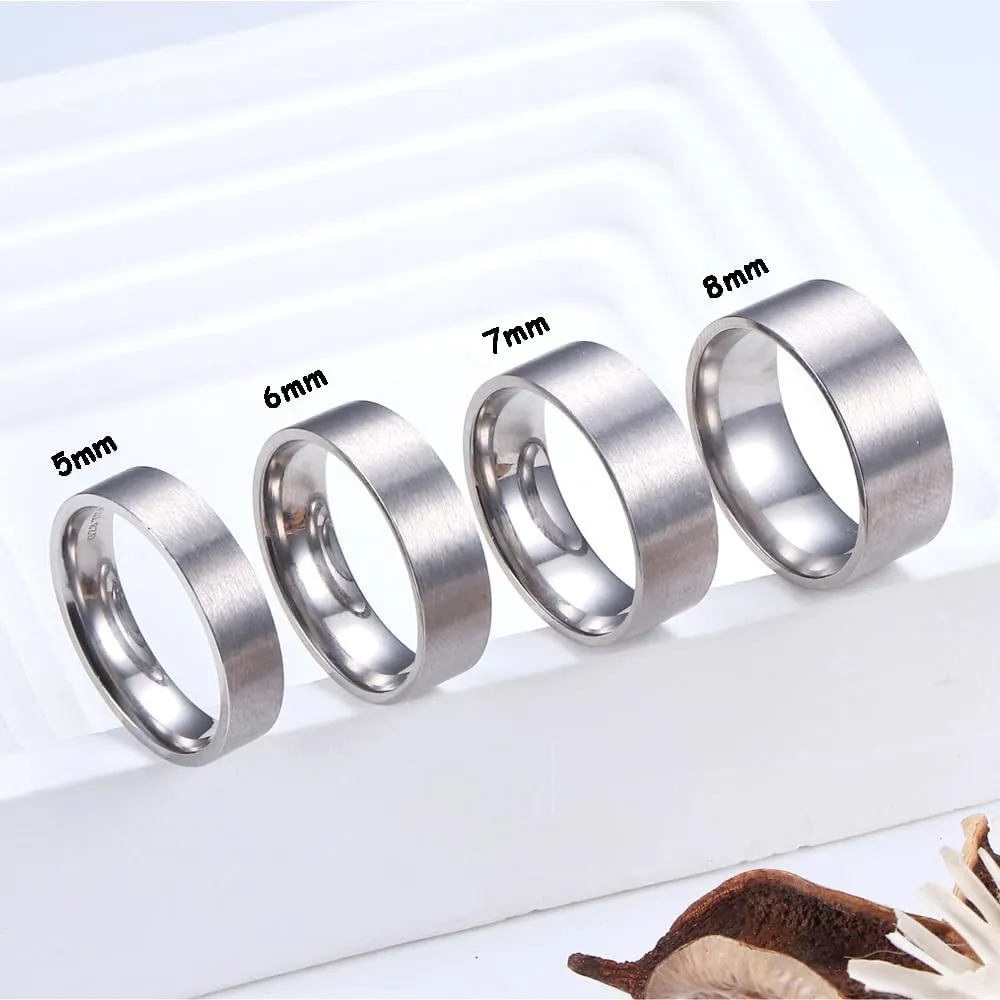 MILACOLATO G23 Titanium Ring for Men Women 5mm 6mm 7mm 8mm Matte Brushed Plain Band Rings High Polished Promise Statement Engagement Wedding Band Ring Comfort Fit Size 6-12