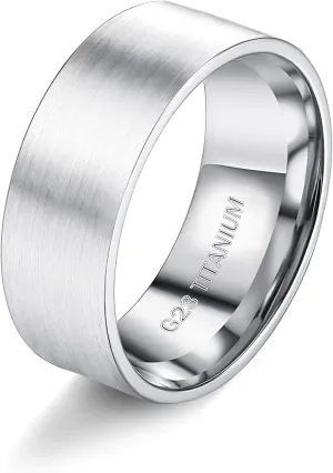 MILACOLATO G23 Titanium Ring for Men Women 5mm 6mm 7mm 8mm Matte Brushed Plain Band Rings High Polished Promise Statement Engagement Wedding Band Ring Comfort Fit Size 6-12