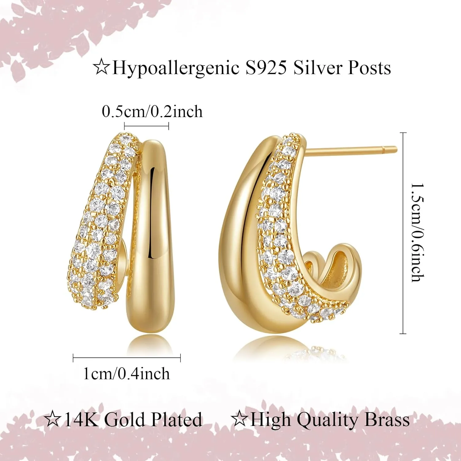Minimalist Hoop Earrings 14K Gold Plated Lightweight Twisted Small Thick Huggie Hoops Earrings Hypoallergenic Gold Earrings for Women Trendy Hoops Drop Dangle Earrings Studs Jewelry Gifts